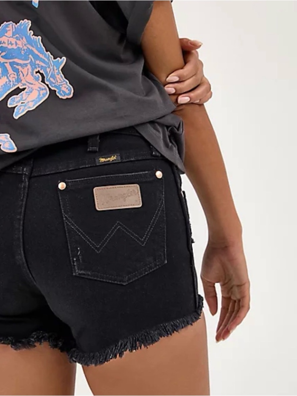 Wrangler Black Frayed-Hem Women's Denim Shorts